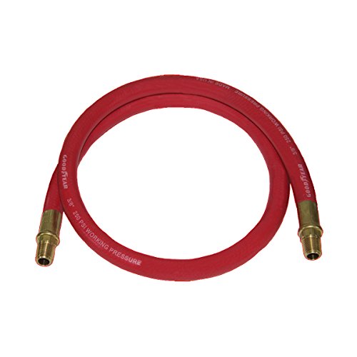 Good Year 10318 3′ x 3/8″ 250 PSI Rubber Whip Hose, Red