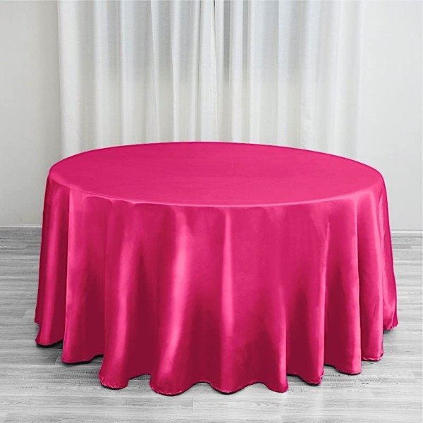 BalsaCircle 120 inch Fuchsia Satin Round Tablecloth Table Cover Linens for Wedding Table Cloth Party Reception Events Kitchen Dining