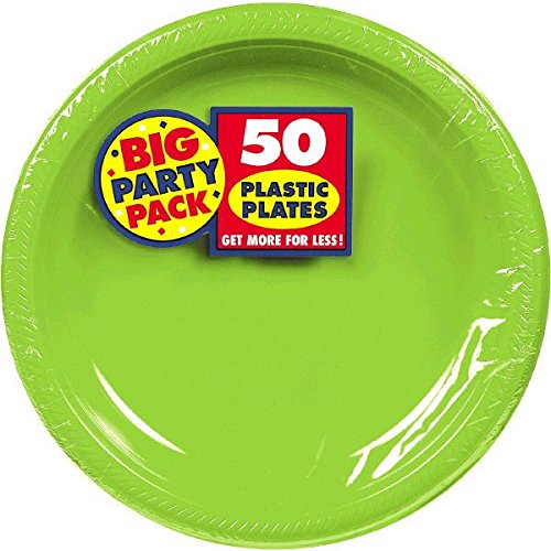 Amscan Kiwi Big Party Pack Plastic Plates – 10″ – Pack of 50