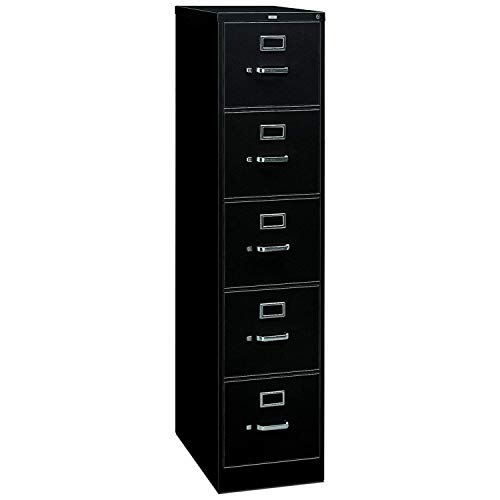 HON 310 Series Vertical 5 Drawer Legal File Cabinet in Black