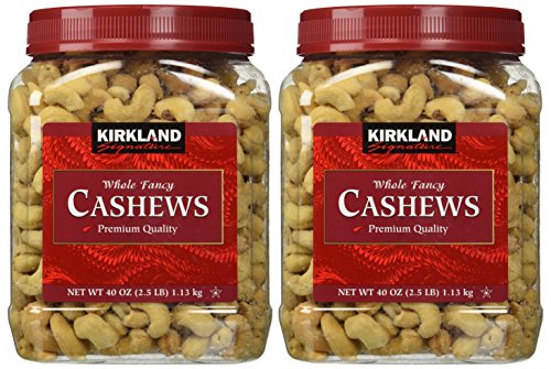 Kirkland Signatureââ€ž¢ Whole Cashews 2.5 lb. Jars, Fancy Grade Mother’s Day Gift, 2.5 Pound (Pack of 2)