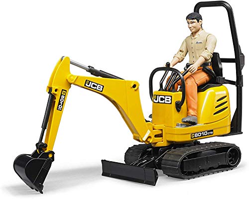Bruder Toys – Construction Realistic JCB Micro Excavator 8010 CTS and Bworld Construction Man Action Figure (Figure Colors May Vary) – Ages 4+