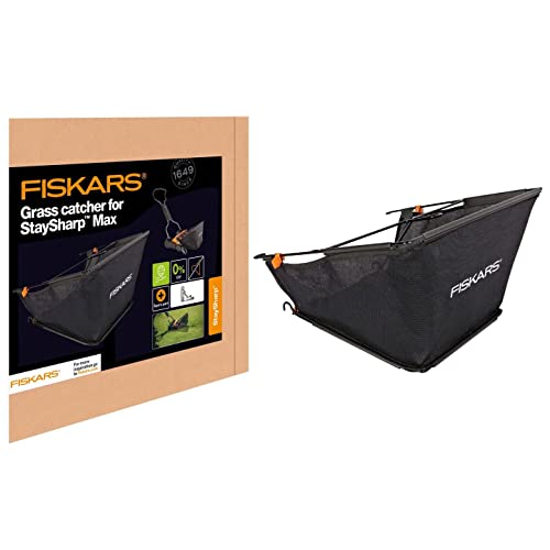 Fiskars StaySharp Grass Catcher, Capacity: 18 litres, Black/Orange, 1000592