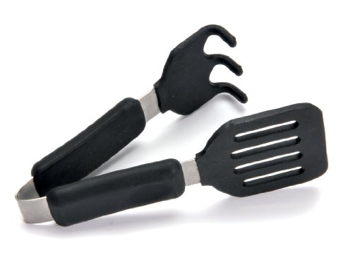 Norpro Grip-EZ Grab and Lift Silicone Tongs, Set of 1, Black