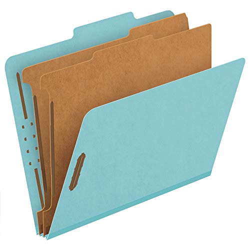 Pendaflex Classification Folders, 2 Dividers, 2″ Fasteners, Letter Size, Blue, 10/Box (24130P)
