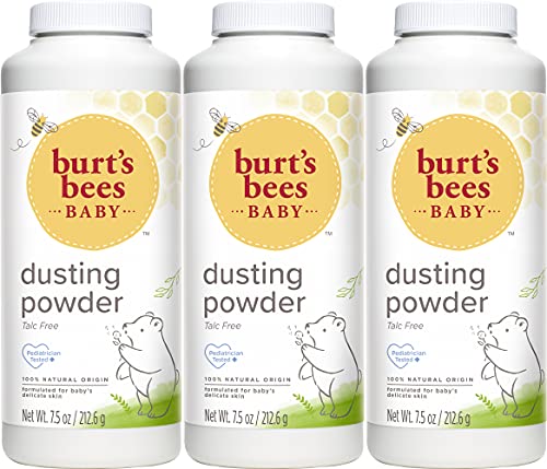 Baby Powder, Burt’s Bees Hypoallergenic Dusting Powder, Non-Irritating, Calming Skin Care, All Natural, Talc Free,7.5 Ounce (Pack of 3)