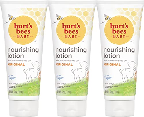 Burt’s Bees Baby Nourishing Lotion, Original Scent Baby Lotion – 6 Ounce Tube – Pack of 3