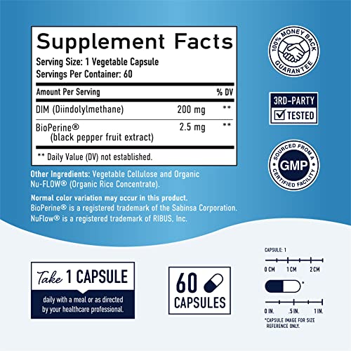 DIM Supplement 200 mg | Estrogen Balance for Women & Men | Hormone Balance, Hormonal Acne Supplements, Menopause Support, Antioxidant Support | Clean Label Project Certified, Vegan, Soy Free | 60 Ct. | The Storepaperoomates Retail Market - Fast Affordable Shopping