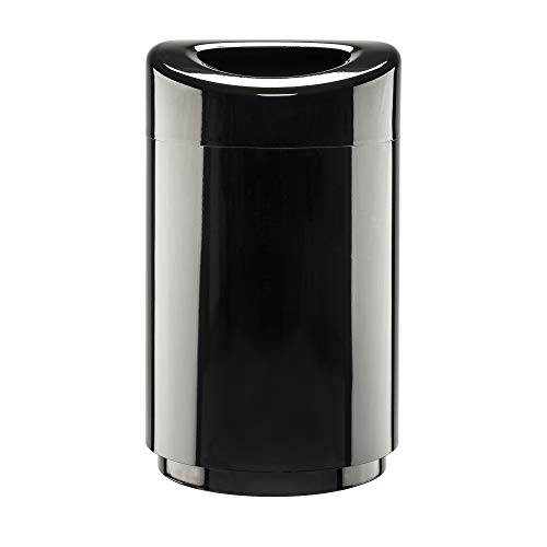 Safco Products Open Top Trash Receptacle with Liner 9920BL, Black, 30 Gallon Capacity, Hands-Free Disposal, Modern Styling