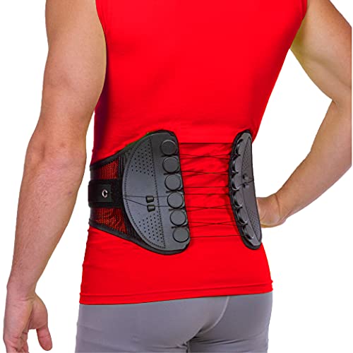 BraceAbility Spine Sport Back Brace – Athletic Men’s and Women’s Workout Lumbar Corset for Exercising, Running, Golfing, Driving, Fishing, Active Nurses and Police Work (Medium)