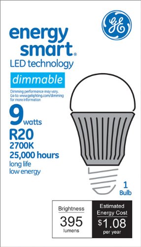 GE Lighting 64607 Energy Smart LED 9-Watt (40-watt replacement) 395-Lumen R20 Floodlight Bulb with Medium Base, 1-Pack