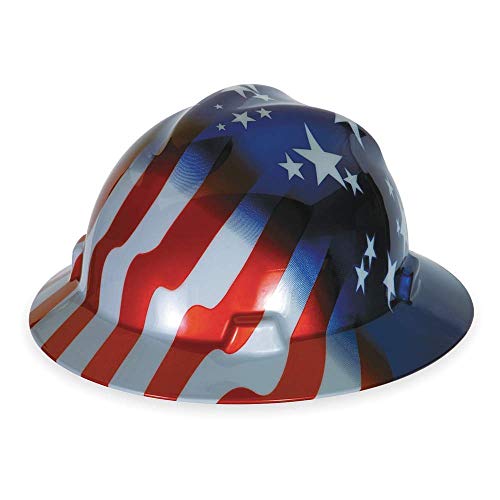 MSA (Mine Safety Appliances) 10071157 V-Gard Freedom Series Class E Type I Hard Hat with Fast-Track Suspension and American Stars and Stripes