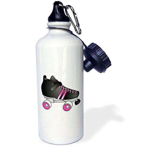 3dRose Skating Gifts-Black and Blue Roller Skate Sports Water Bottle, 21 oz, White