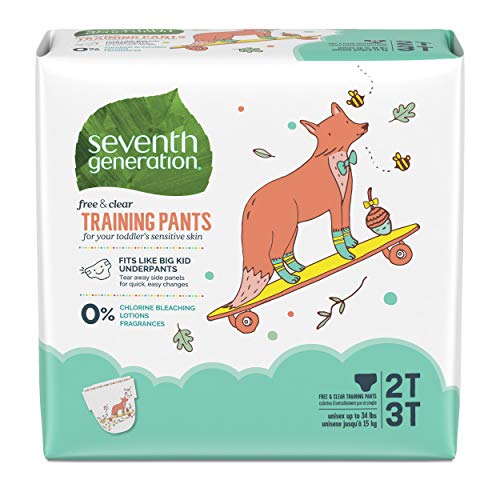Seventh Generation Free & Clear Potty Training Pants Size 2T/3T (M), up to 35 lbs 25 count, Pack of 4