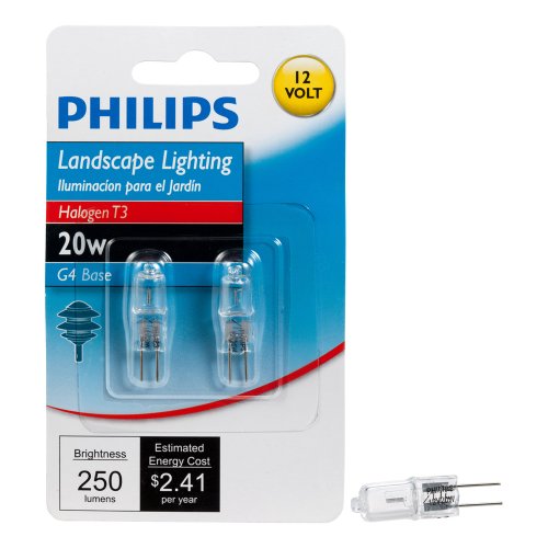 PHILIPS LED Outdoor Landscape T3 Light Bulb, 250 Lumen, Soft White Light (2800K), 20-Watt, 12-Volt, Bi-Pin Base, 2-Pack