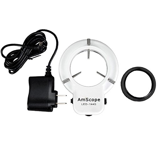 AmScope LED-144S 144 LED Adjustable Microscope Compact Ring Light + Adapter