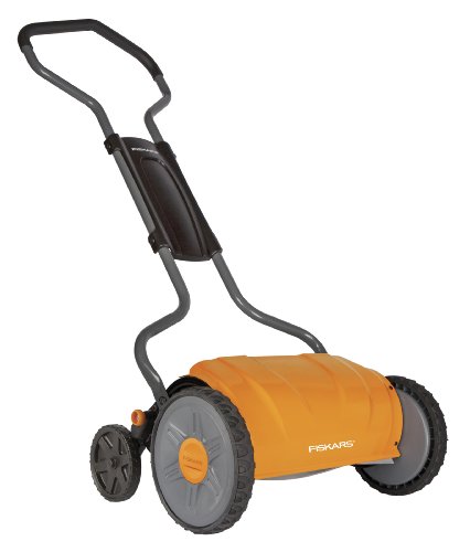Fiskars 17 Inch Staysharp Push Reel Lawn Mower (6208), Orange