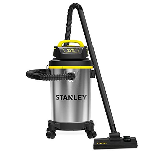 Stanley – SL18129 Wet/Dry Vacuum, 4 Gallon, 4 Horsepower, Stainless Steel Tank Silver+yellow