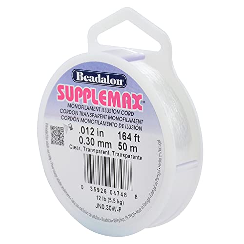 SuppleMax Illusion Beading Cord, 0.30 mm / .012 in, Clear Monofilament, 50 m / 164 ft