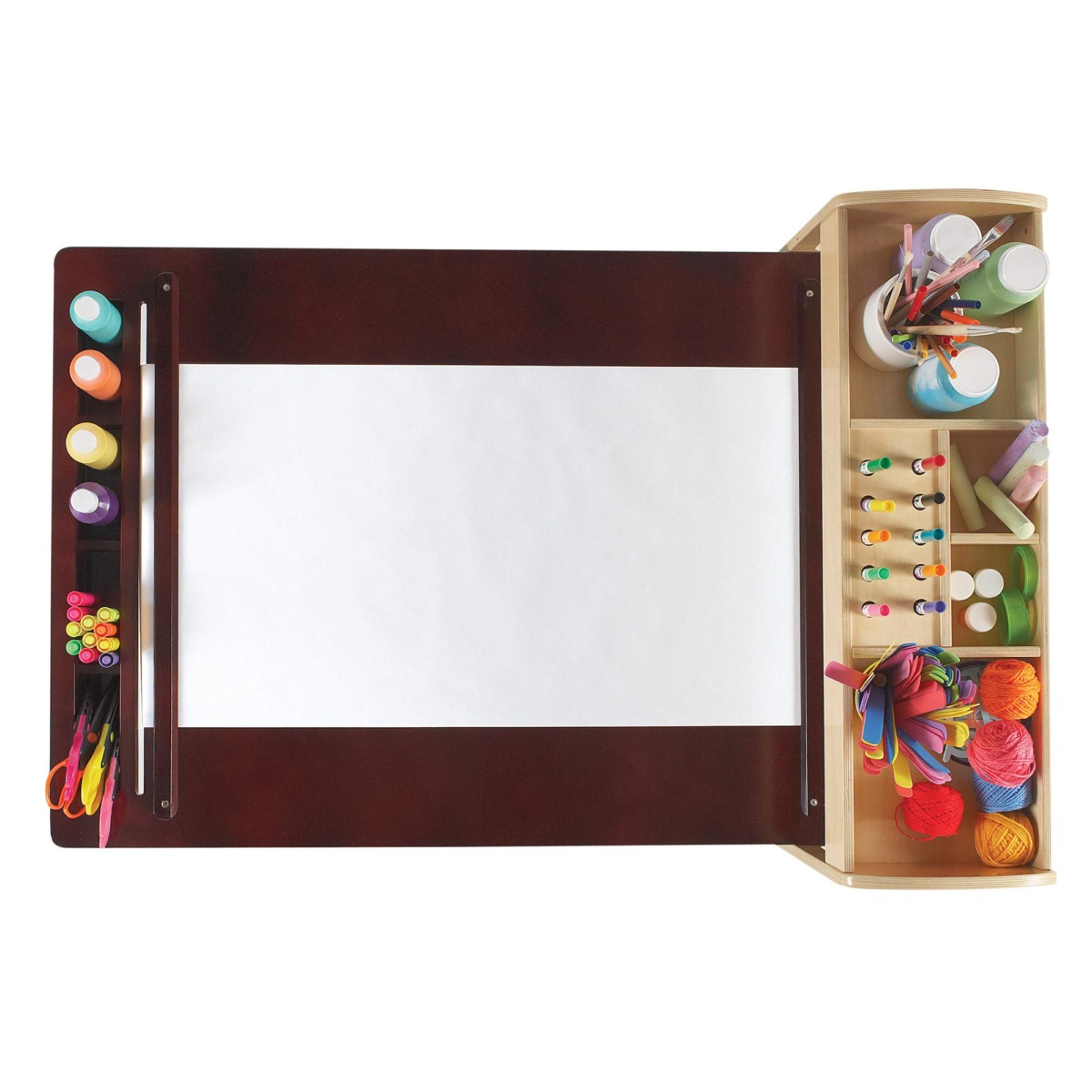Guidecraft Deluxe Art Center: Drawing and Painting Table for Kids, W/ Two Stools, Craft Supplies Storage Shelves, Canvas Bins, Paper Roll – Preschool Toddler Wooden Learning Furniture | The Storepaperoomates Retail Market - Fast Affordable Shopping