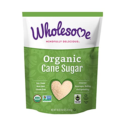 Wholesome Organic Cane Sugar, Fair Trade, Non GMO & Gluten Free, 10 Pound (Pack of 1) – Packaging May Vary
