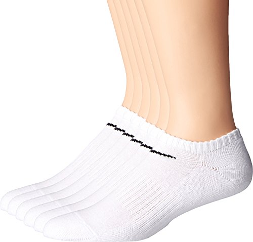 Nike Unisex Cotton No-Show Socks (Pack of 6), White/Black, Medium