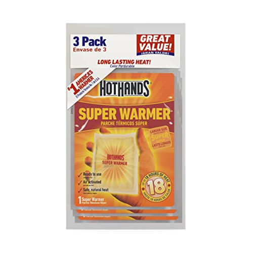 HotHands Body & Hand Super Warmers – Long Lasting Safe Natural Odorless Air Activated Warmers – Up to 18 Hours of Heat – 3 Individual Warmers