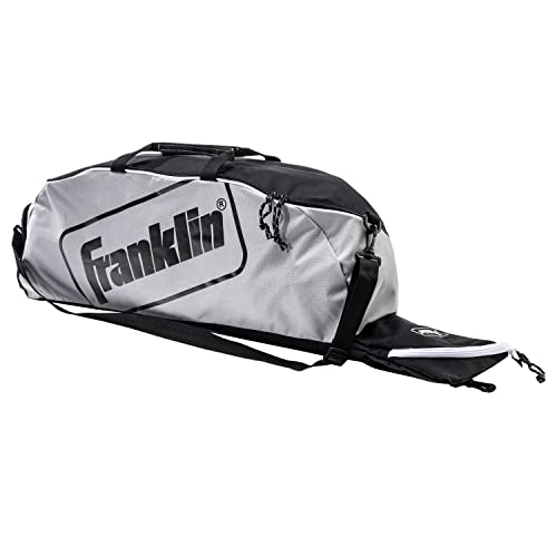 Franklin Sports Youth Baseball Bat Bag – Kids Teeball, Softball, Baseball Equipment Bag – Holds (3) Bats, Helmet, Cleats + More – Includes Fence Hook – Gray