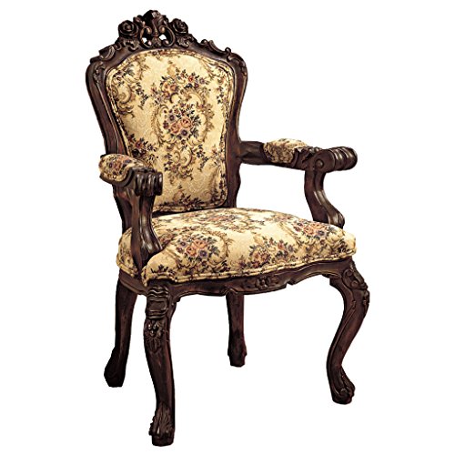 Design Toscano Rocaille Carved Victorian Armchair, 41 Inch, Gold