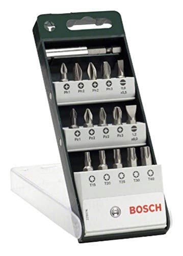 Bosch 2609255977 25mm Screwdriver Bit Set including Universal Holder in Standard Quality (16 Pieces)