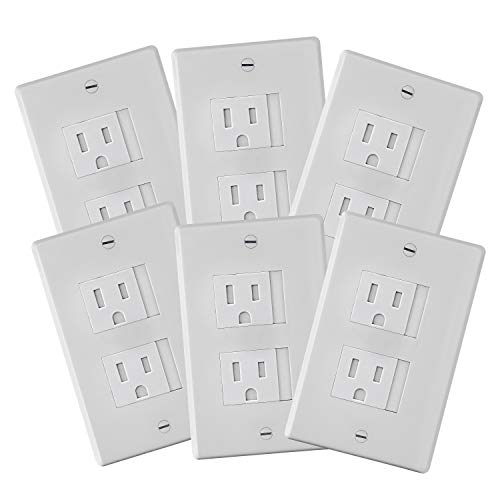 6-Pack Safety Innovations Self-Closing (2 Screw) Decora Outlet Covers- an Alternative to Wall Socket Plugs for Child Proofing Outlets (White)
