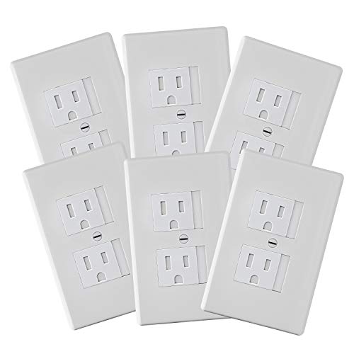 6-Pack Safety Innovations Self-Closing Outlet Covers (for Center Screw Outlets Only) – an Alternative to Wall Socket Plugs for Child Proofing Outlets, (1-Screw), (White)
