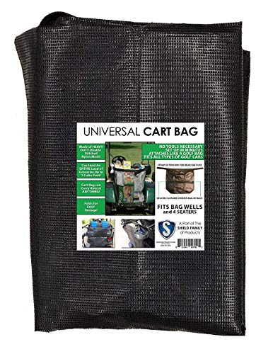 Club Clean Universal Cart Bag – Buggie Bag – Cargo Bag for 2 Seater and 4 Seater Golf Carts – Golf Cart Storage Bag – Golf Car Bag – EZGo, Club Car, Yamaha, Easy Attach Golf Cart Grocery Shopping Bag Black