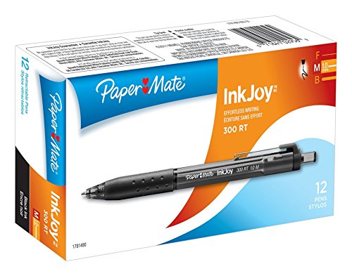 Sanford Paper Mate Inkjoy 300RT Retractable Ballpoint Pens, Black, 12-Pack