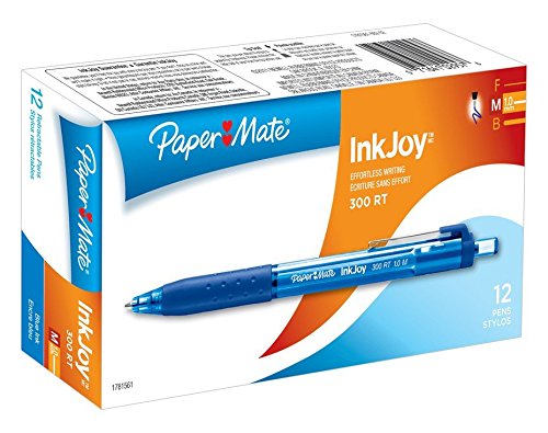 Paper Mate InkJoy 300RT Retractable Ballpoint Pens, Medium Point, Blue, 12-Count