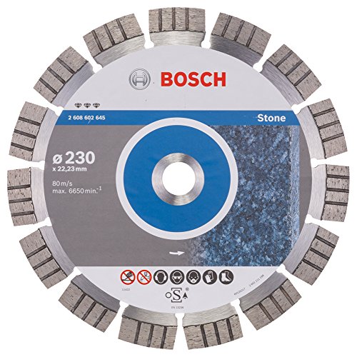 Bosch 2608602645 Diamond Cutting Disc Best for Stone, 230mm Ø, 22.23mm x 2.4mm x 15mm, Silver/Grey