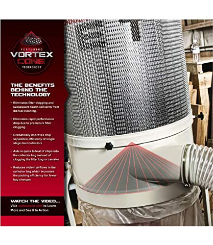 JET DC-1200VX-CK1 Vortex Cone Dust Collector, 2-Micron Canister Filter, 1200 CFM, 1Ph 230V (710702K) | The Storepaperoomates Retail Market - Fast Affordable Shopping