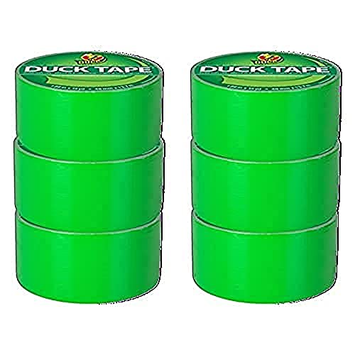 Duck Brand 1265018_C Duck Color Duct Tape, 6-Roll, Neon Lime Green, 6 Rolls