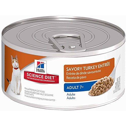 Hill’s Science Diet Adult 7+ Savory Turkey Entr233-e Canned Cat Food, 5.5 oz, 24-pack