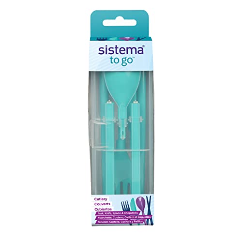Sistema To Go Collection 4 Piece Cutlery Set, Assorted Colors