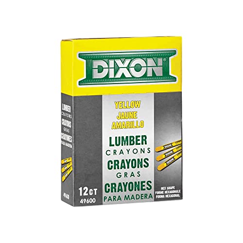 DIXON Industrial Lumber Marking Crayons, 4.5″ x 1/2″ Hex, Yellow, 12-Pack (X49600)
