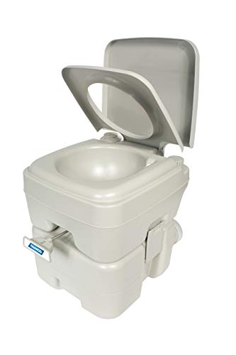 Camco Portable Toilet | Ideal for Camping, RVing, Boating, Road Trips and Other Recreational Activities | 5.3 Gallons, Gray (41541)