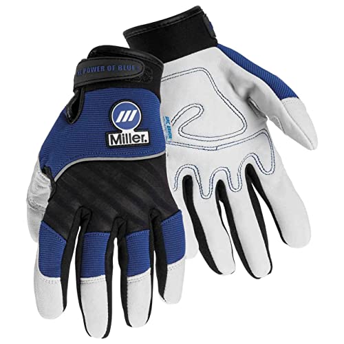 Miller Electric Metal Working Gloves – Large, Black and Blue (251067)