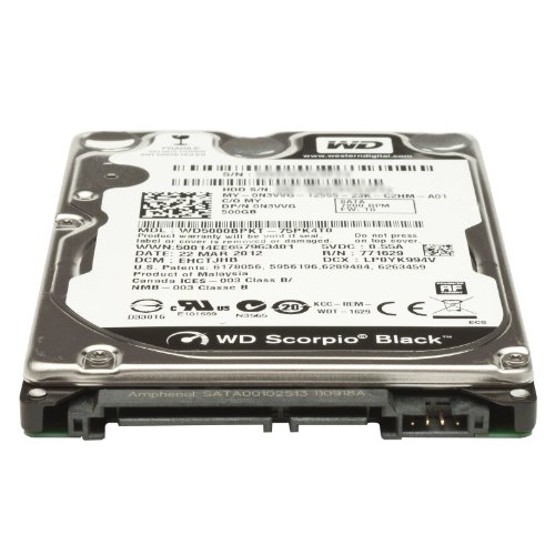 WESTERN DIGITAL WD5000BPKT Scorpio Black 500GB 7200 RPM 16MB cache SATA 3.0Gb/s 2.5 internal notebook hard drive (Bare Drive)