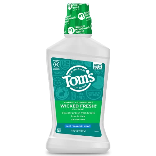 Tom’s of Maine Natural Wicked Fresh! Alcohol-Free Mouthwash, Cool Mountain Mint, 16 oz. (Packaging May Vary)