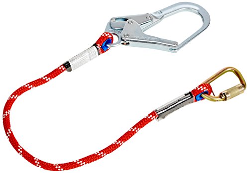 Honeywell Safety Products by 1014936/ Restraint Lanyard with Kernmantle Rope, Carabiner and Locking Rebar Hook, 4′, Red
