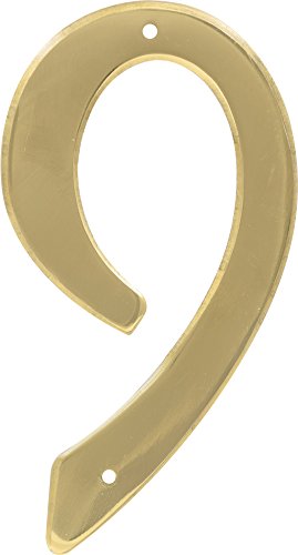 HIllman 847051 4-Inch Nail-On Traditional Solid Brass House Number 9