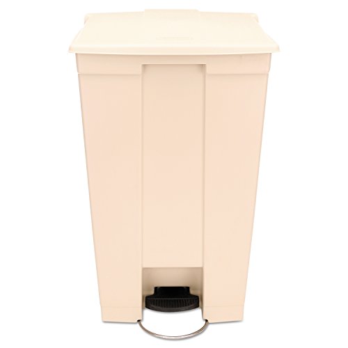Rubbermaid Commercial Products HDPE Step-On Mobile Trash Can/Container, 23-Gallon, Beige, Hands-Free Garbage Can for Medical Waste in Hospitals/Lab/Emergency/Patient Rooms