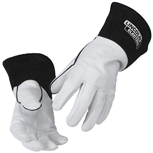 Lincoln Electric Grain Leather TIG Welding Gloves | High Dexterity | XL | K2981-XL, White/Black