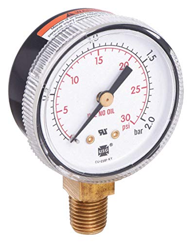 MILLER ELECTRIC Pressure Gauge,0 to 30 psi, 0 to 2 Bar,2